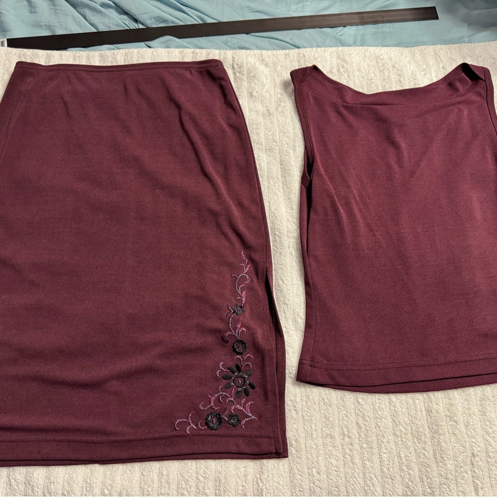 All that Jazz Maroon Pencil Skirt Set